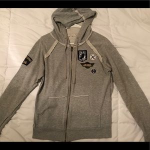 Patched zip up jacket